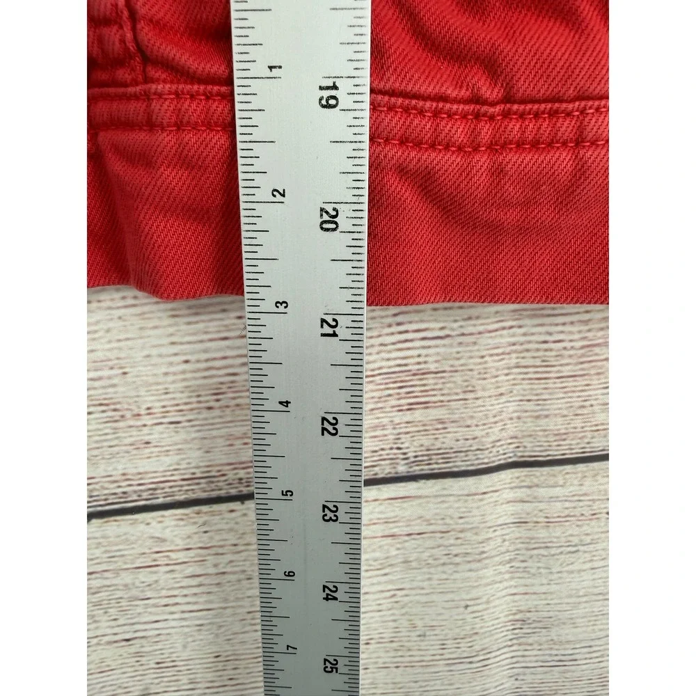 Free People Denim Jacket Women Medium Red Trucker Cotton Button Up - Picture 8 of 10